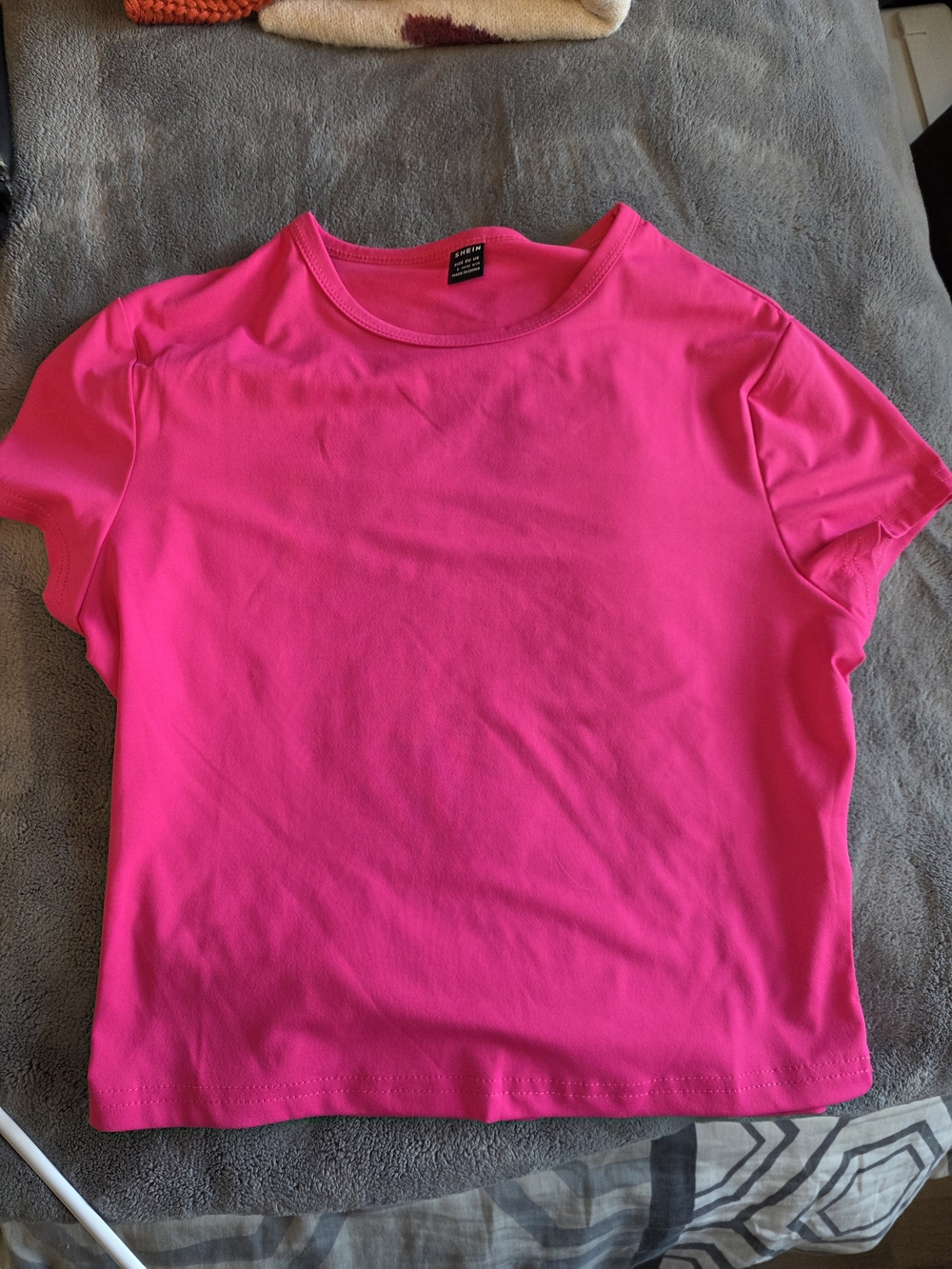 SHEIN Hot Pink Short Sleeve Crew Neck Tee
